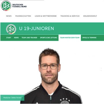 Dr. Porten unterstützt die U19 des DFB als Mannschaftsarzt